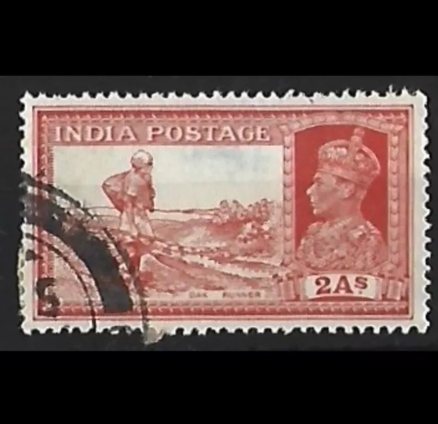 1937 - India KGVI Definitive Stamp / Dad Runner 2A Vermilion Used SG#251