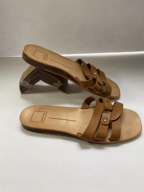 Dolce Vita Cait Leather Slide Sandal Tan Women's Size 8.5