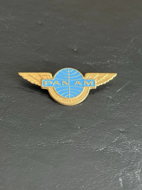 PAN AM 翼バッジ JUNIOR CLIPPER STEWARD 金属製 Vtg Pan Am Airlines Jr Clipper Stewardess Flight Attendant