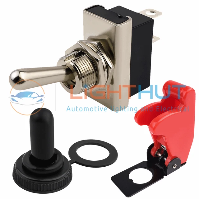 12V 25A ON Off Toggle Switch Waterproof / Aircraft Style Cover Lucar