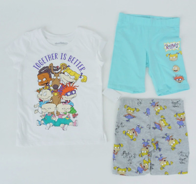 Girls 3 Piece Rugrats Graphic T-Shirt Shorts Outfit Set Size Small 6/6X NWOT