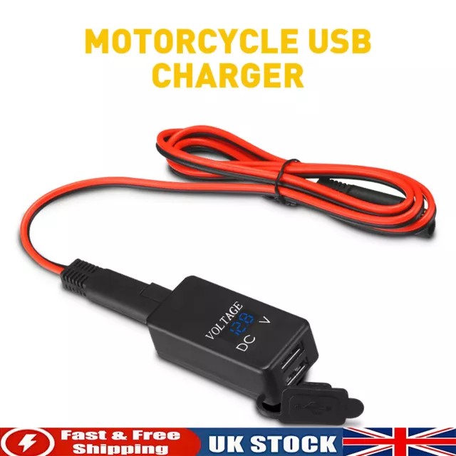 Motorcycle USB Charger SAE to Dual USB Cable Adapter Phone GPS Tablets IP67 UK