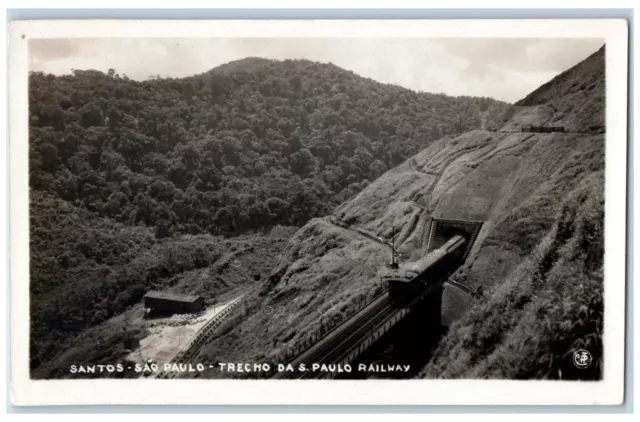 Santos-Sao Paulo Brazil Postcard Trecho Da S. Paulo Railway c1920's RPPC Photo