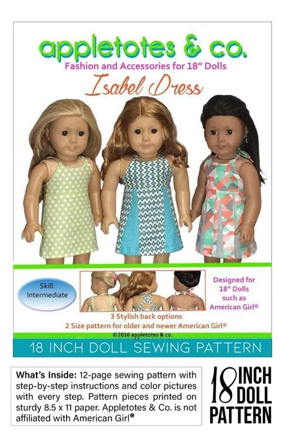 American Girl Doll Sewing Pattern Isabel Halter Top Dress Pattern for 18" Dolls
