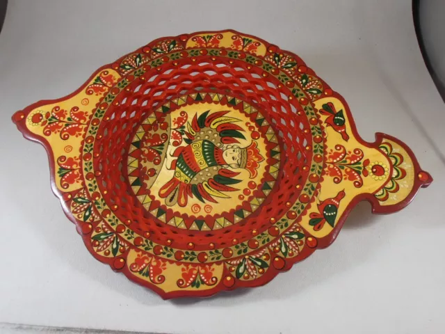 Russian Khokhloma Folk Art Hand Painted Wooden Tray Bowl New Lacquerware Russia