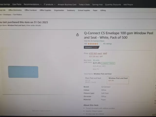 C5 ENVELOPE With Window Peel And Seal Pack Of 50