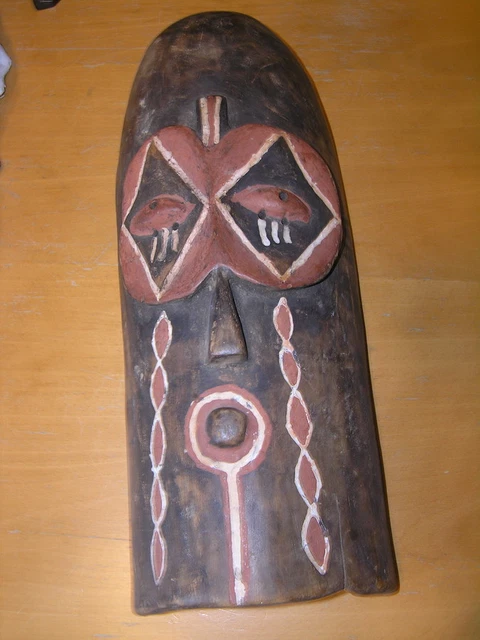 Vintage Hand Carved Painted African Hemba / Congo Polychrome Funeral Mask 18 " 2