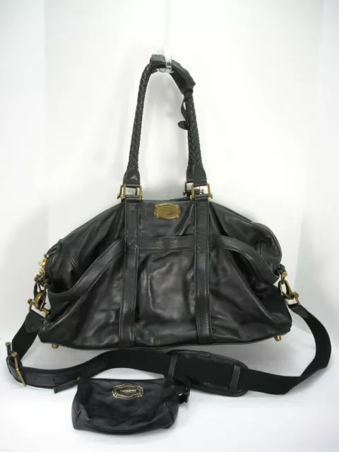 Samsonite Black Label Amalfi Bost Bag Black Leather Duffle Bag Travel Bag