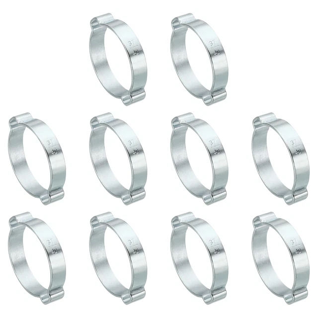 Confezione da 10 Morsetto Tubo Doppio Orecchio 37-40mm, Anelli Crimpante Acciaio Zincato