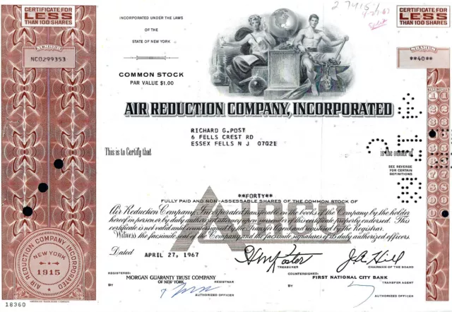 Air Reduction Company Inc. (AIRCO),  27.04.1967 - 40 Shares (braun)