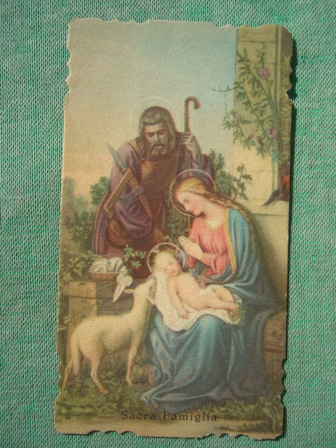 Santino Originale Fustellato E Policromo Sacra Famiglia Con Maria S. Giuseppe