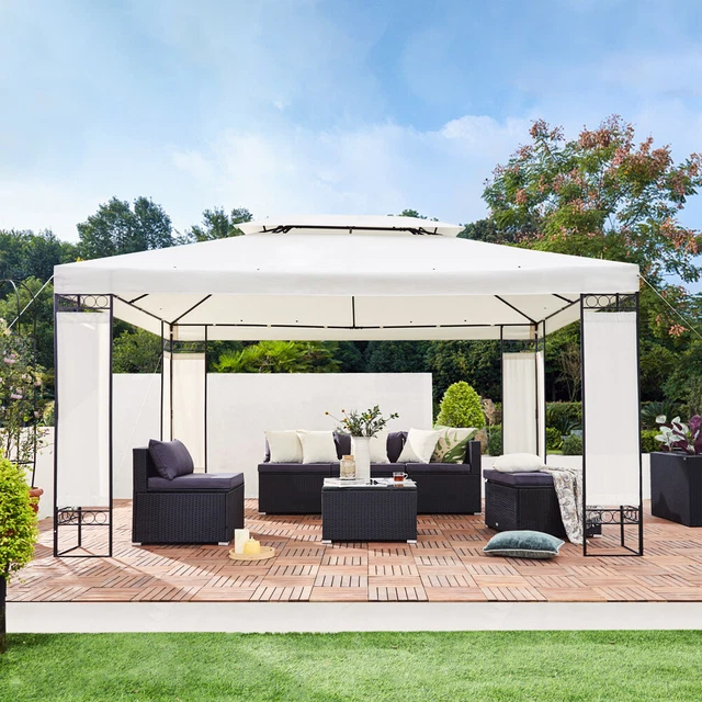 Pavillon Gartenzelt Gartenpavillon 3x4m Wasserabweisend Luxus Garten Zelt Metall 2