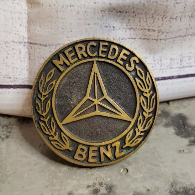 VINTAGE 1970s UB ***MERCEDES BENZ*** LOGO SOLID BRONZE BUCKLE