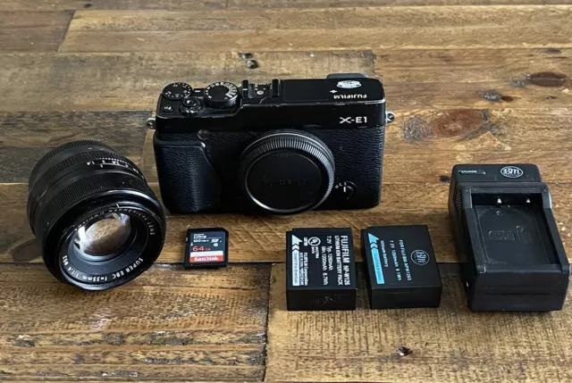 Fujifilm X-E1 Camera + Fujinon-f=35mm Lens w/ 64GB, SD, Charger & 2 Batteries