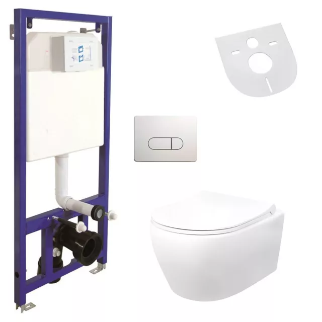 Komplettset Spülrandlos Hänge Wand-WC Vorwandelement Spülkasten Softclosedeckel