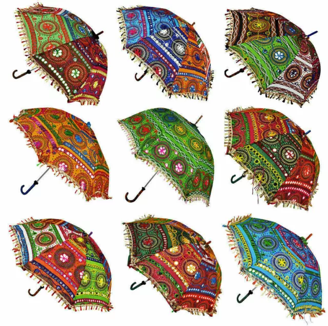 Wholesale Lot Decorative Indian Embroidered Parasol Sun Shade Decor Umbrella