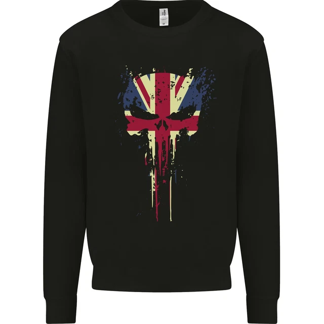 Union Jack Skull Gym St Georges Day Kids Sweatshirt Jumper