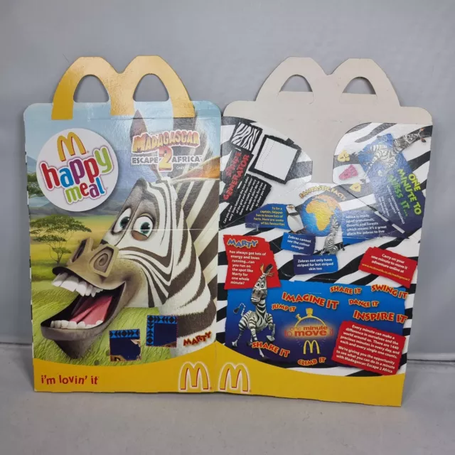 2008 McDonalds Madagascar Escape 2 Africa Toy Collection - Paper Happy Meal Box