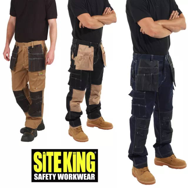 Mens SITE KING Holster Pocket Combat Cargo Work Trousers & Knee Pad Pockets