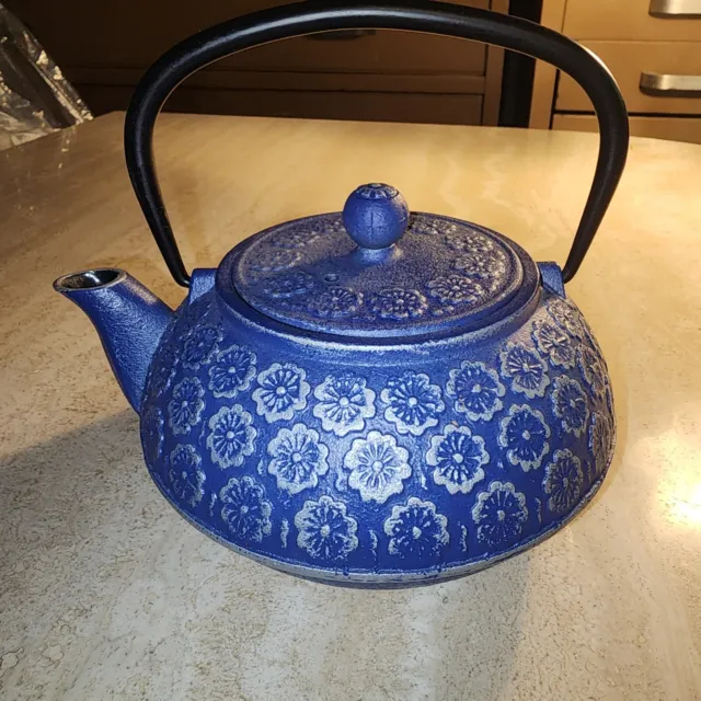 Cast Iron Japanese Style Teapot Tea Kettle Blue Pot With Stainless Steel Infuser