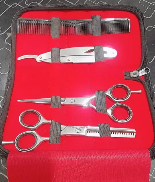 Professional Quality Salon Hair Cutting Scissors Thinner Barber Shears Razor Kit