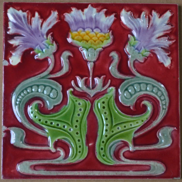 Unknown European - Art Nouveau Majolica Tile C1900
