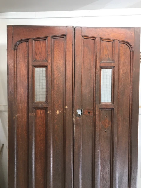 Solid Oak Front Door Set Antique Period Reclaimed Old Double Arts Crafts Arched 2