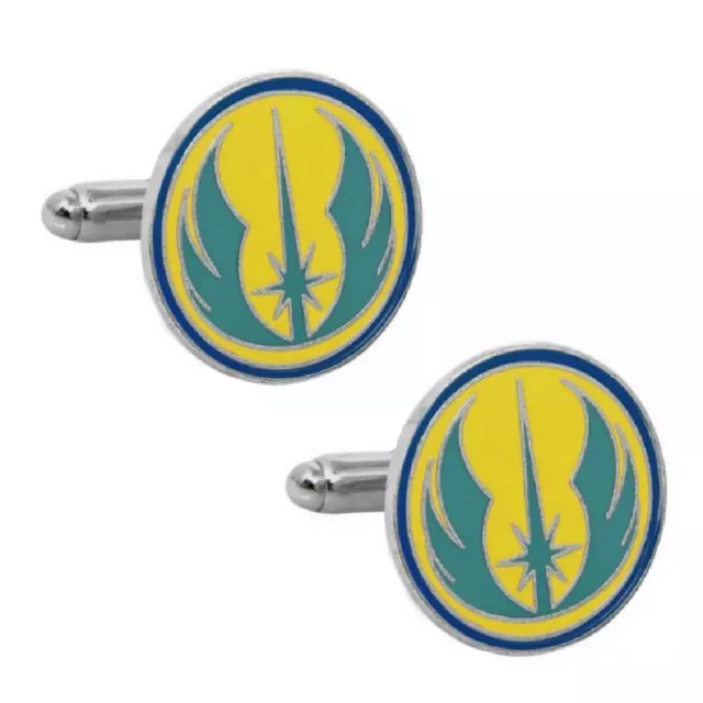 JEDI CUFFLINKS Star Wars Movie Fan Metal Enamel Wedding Groom NEW with Gift Bag