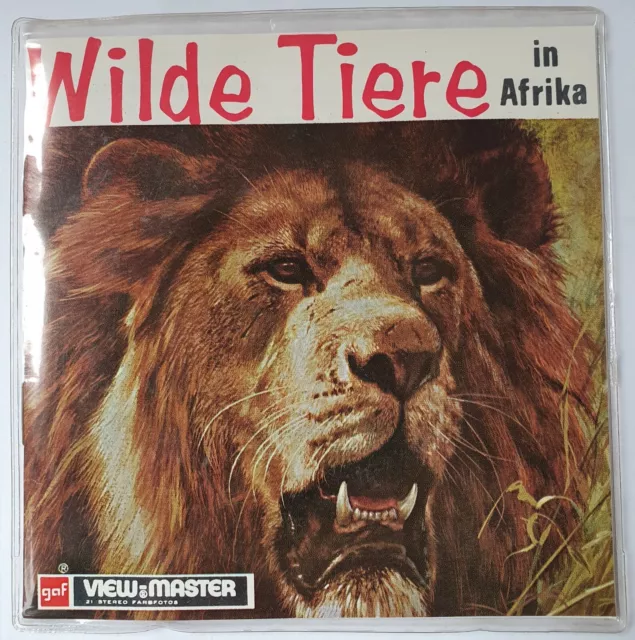 Wilde Tiere in Afrika ViewMaster 3D Bildscheiben-Set GAF D111-D, Neu / OVP