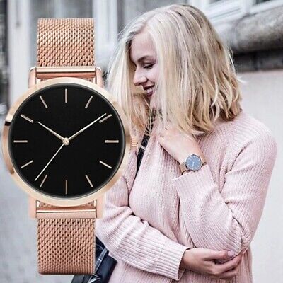Fashion Womens Ladies Watches Stainless Steel Leather Analog Quartz Wrist Watch