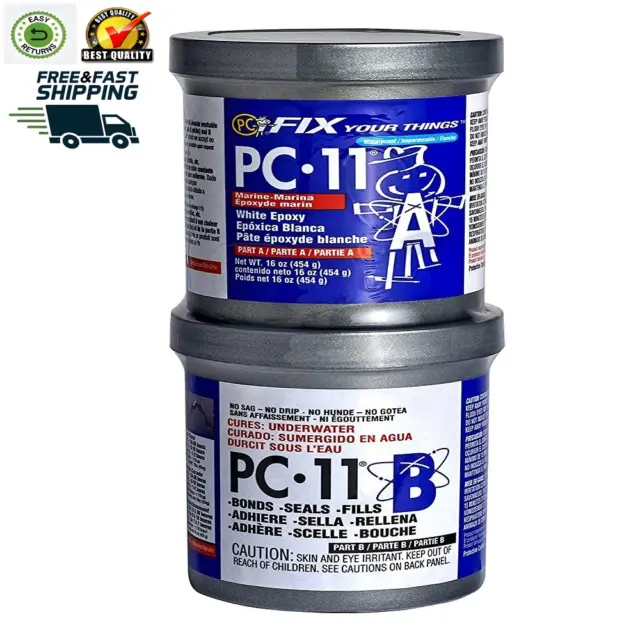 Pc-Products PC-11 Epoxy Adhesive Paste, Two-Part Marine Grade, 1Lb in Two Cans,