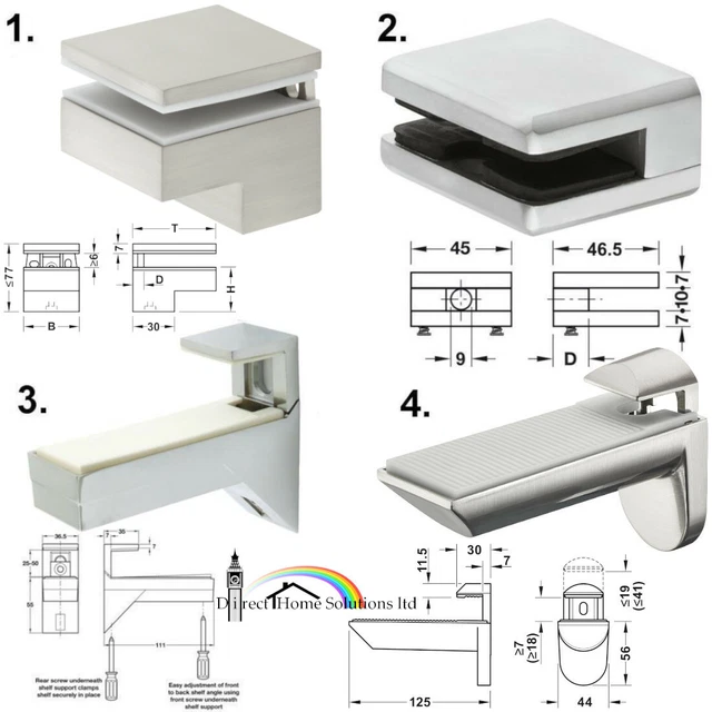 HAFELE LARGE SHELF Support Bracket Clamps For Glass & Wooden Shelves