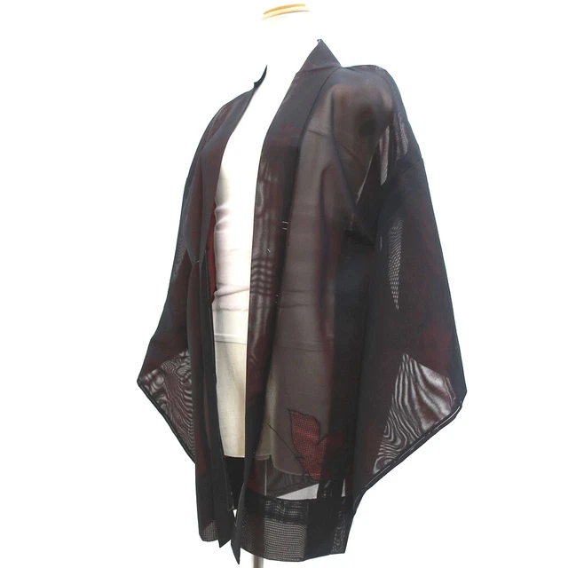 9113D3 Silk Vintage Japanese Kimono Haori Jacket See-Through Butterfly