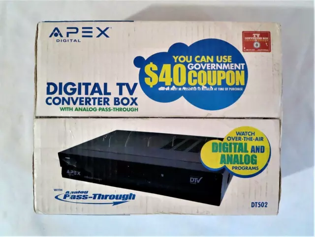 Apex DT502 Digital TV Converter Box with Analog PassThrough, Open Box