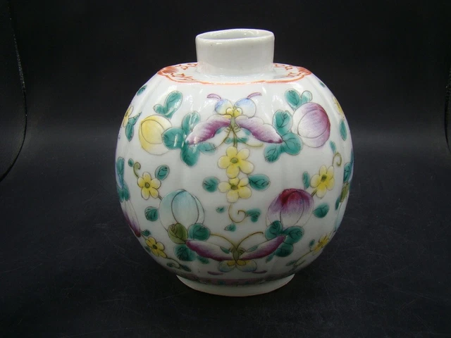 Chinese 1920's famille rose Tea Caddy (WANG YUE TAI TEACO SHANGHAI CHINA)  m603