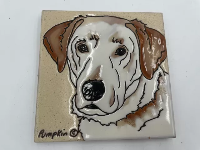 Labrador Dog, Yellow - Hand Painted Tile by Pumpkin Tile - 6 x 6"
