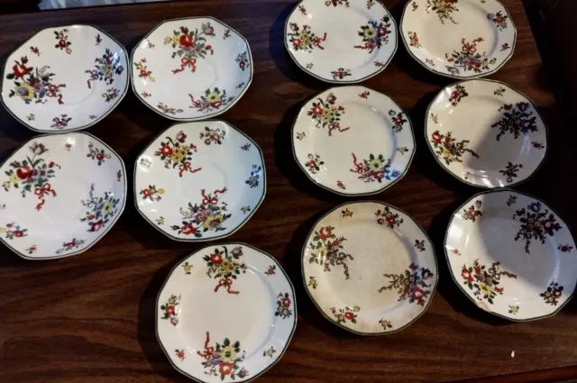 Set of 11 ROYAL DOULTON OLD LEEDS SPRAYS LUNCHEON PLATE 8-1/2" ENGLAND D3548