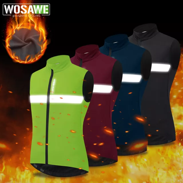 WOSAWE Men Winter Fleece Windproof Vest MTB Bike Water Repellent Stretchy Coat