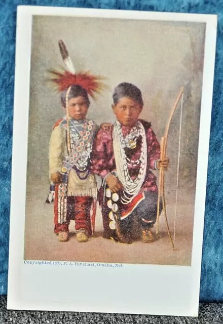 CPA ENFANTS CHILDREN INDIENS USA ORIGINALE de 1905 de RINEHART TRES RARE(MUCHA)