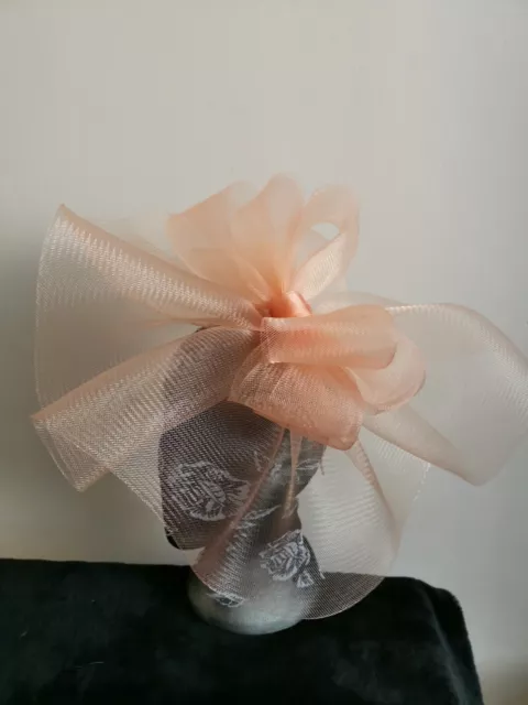 peach coral crin fascinator headband headpiece wedding party piece race ascot