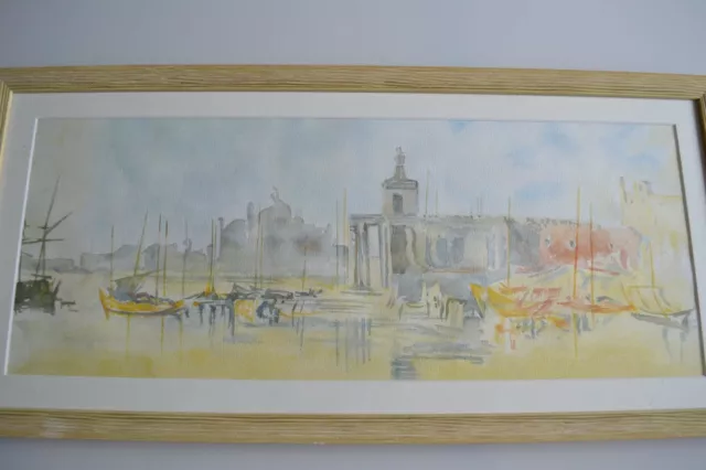 Venise Italie Le Grand Canal / Grande Aquarelle Originale