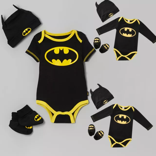 Newborn Baby Boy Girl Batman Outfits Romper Jumpsuit Shoes Set Casual Clothes