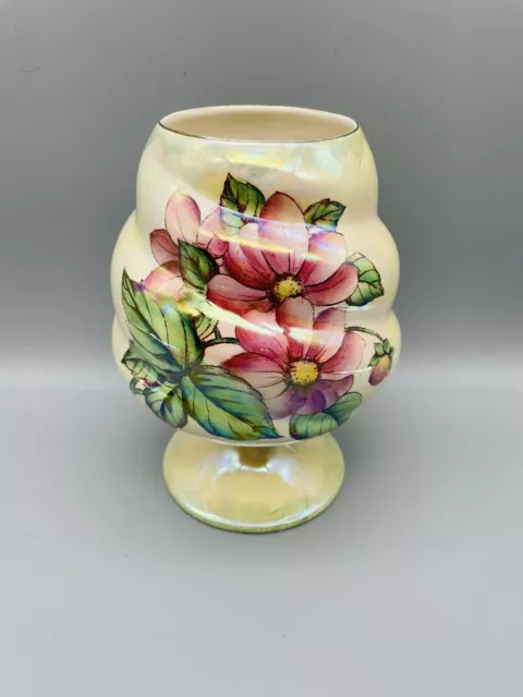 Vintage Maling Newcastle 'Dahlia' Lustre Ware Spiral Goblet Vase 8.5" (1950's)