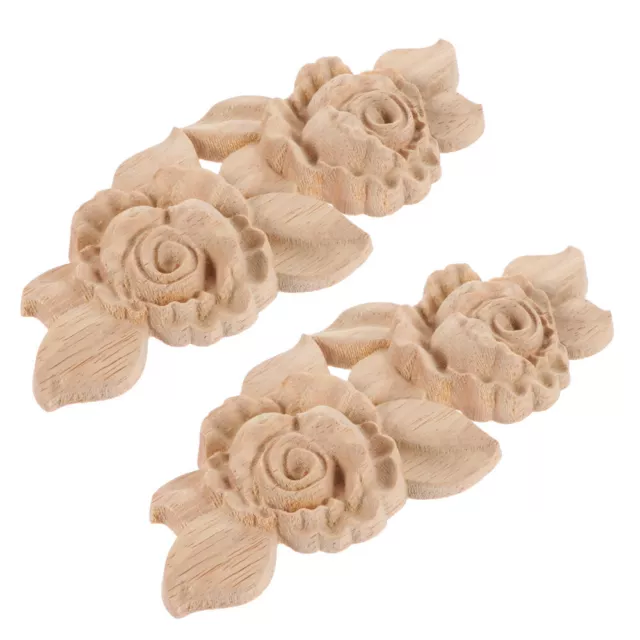 2 pz legno petali di rosa in legno massello arredamento accessori floreali