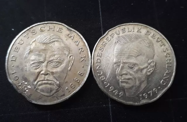 2 Stück 2 Deutsche Mark Bundesrepublik Deutschland