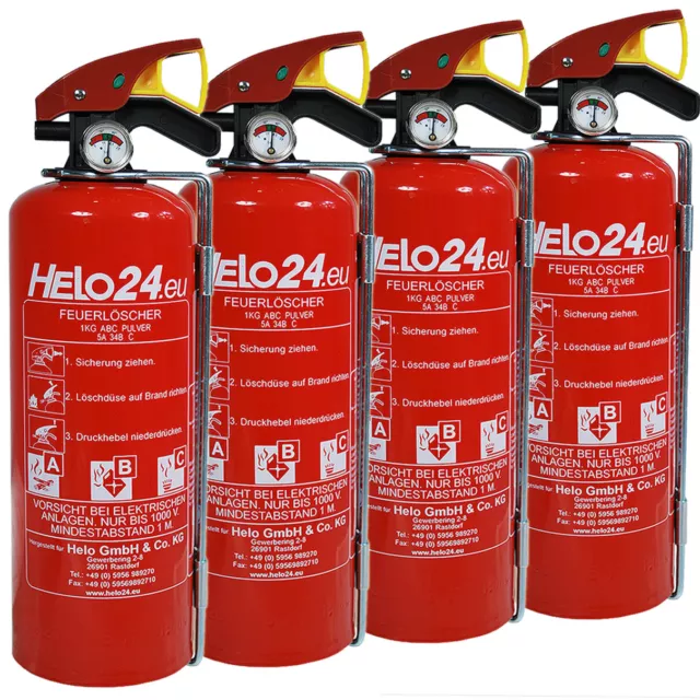 Feuerlöscher Pulverlöscher Autofeuerlöscher KFZ Auto Halterung 4x 1kg ABC 1LE B1