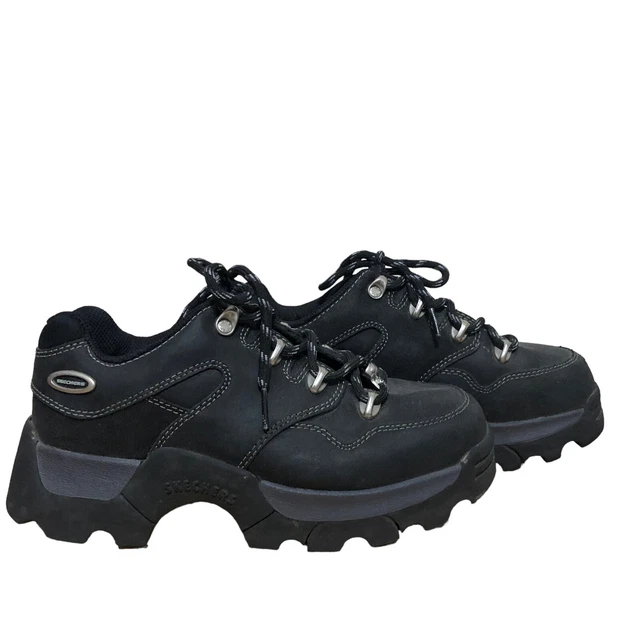 Vintage Skechers 90s Y2K Black Leather Jammers Womens Size 8 SN6527