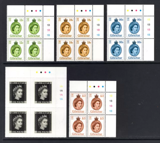 M10679 Gibraltar 2015 SG1639/43 - QEII (2nd) PLATE AND TRAFFIC LIGHT blocks of 4