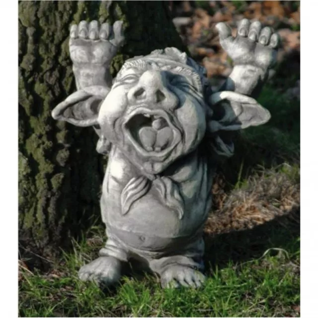 TROLL "GÄHNEND" GARTEN FROSTFEST FIGUR aus STEINGUSS GNOM TROLLE NEU V-114414