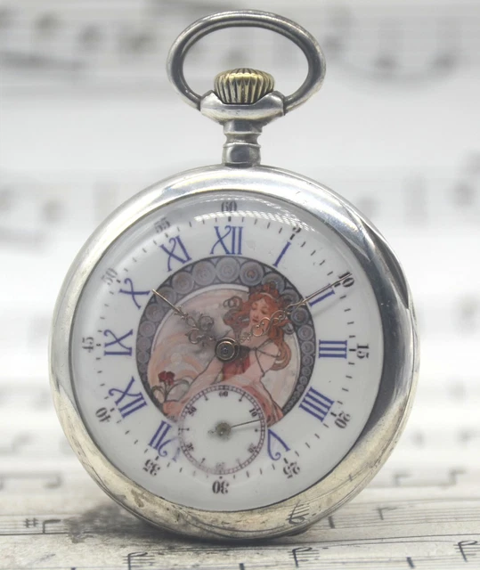 Montre Gousset En Argent Massif - Période Art Nouveau, Vers 1900 - Mécanique à Remontage Manuel